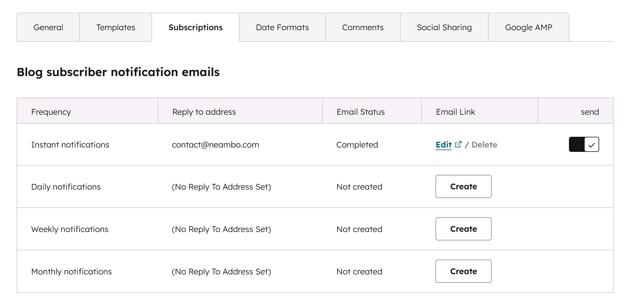 Act3 Blog Settings Subscriptions