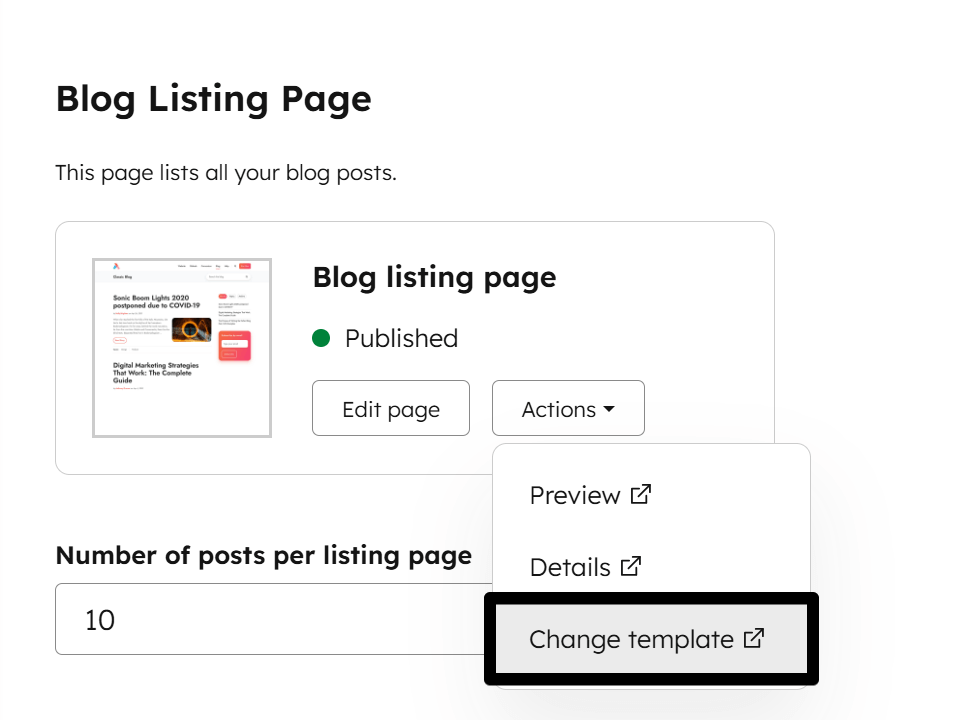 Act3 Blog Settings Templates Blog Listing Change Template
