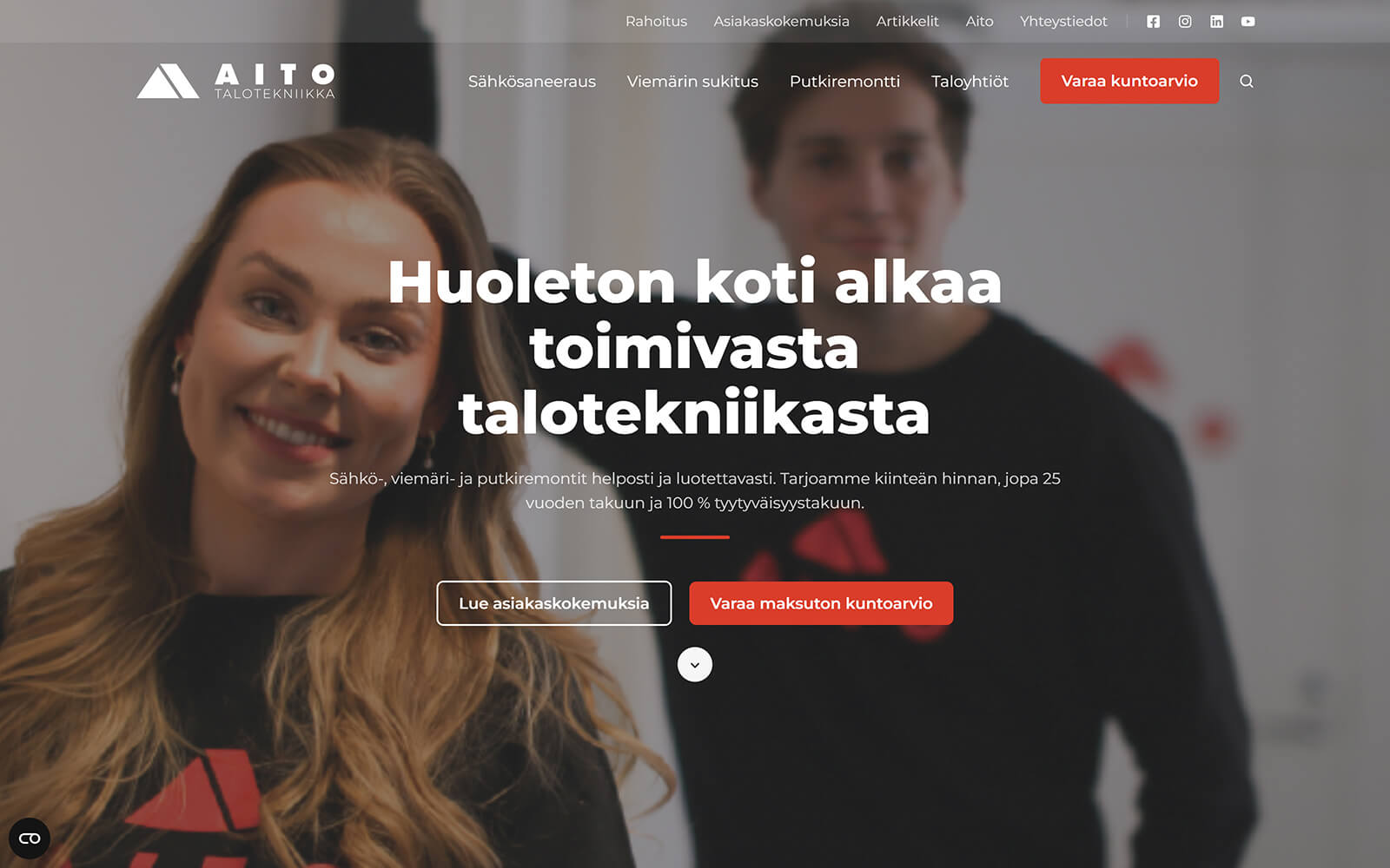 aitotalotekniikka.fi website built with Act3