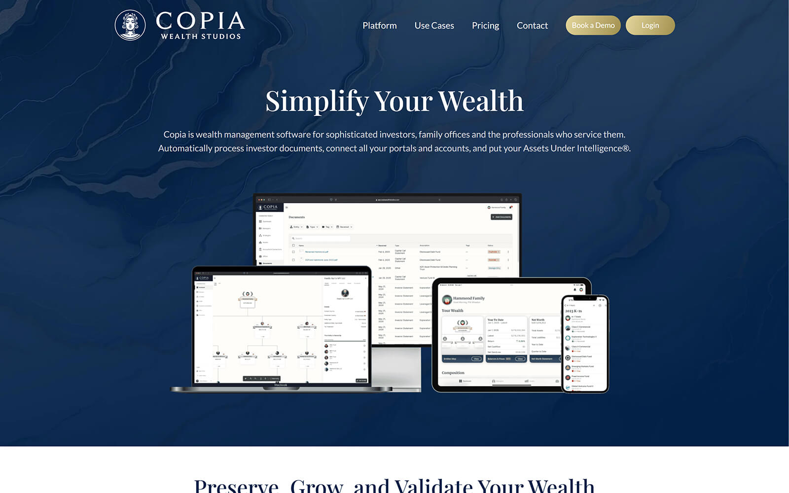 copiawealthstudios.com website built with Act3