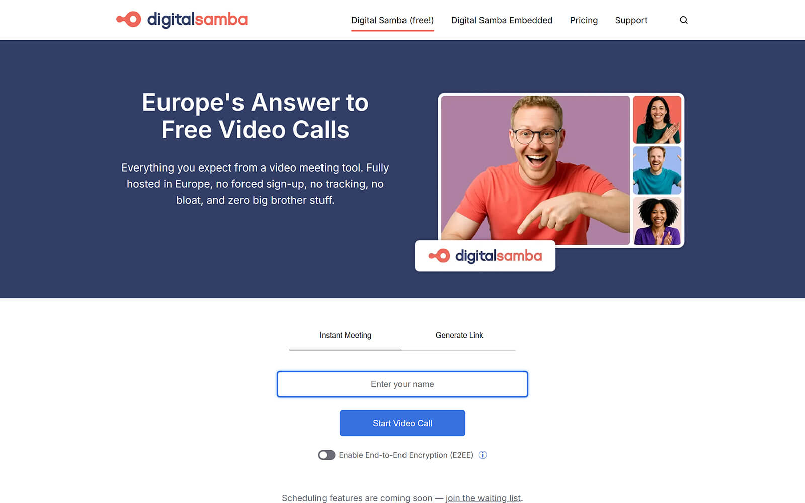 digitalsamba.com website built with Act3