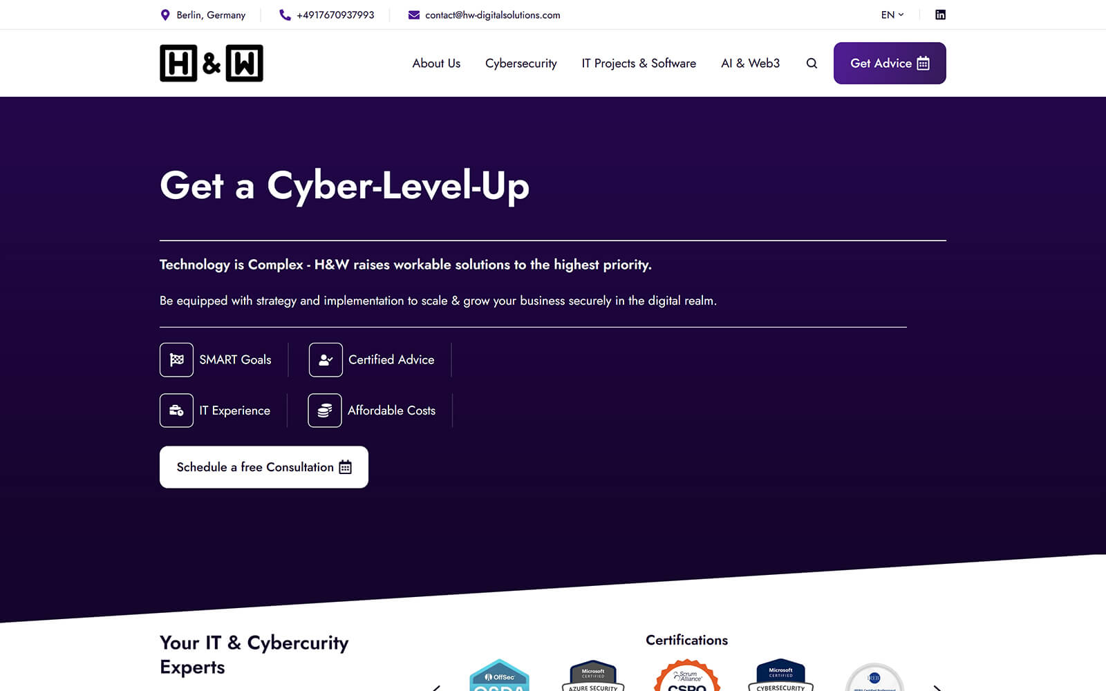 hw-digitalsolutions.de website built with Act3
