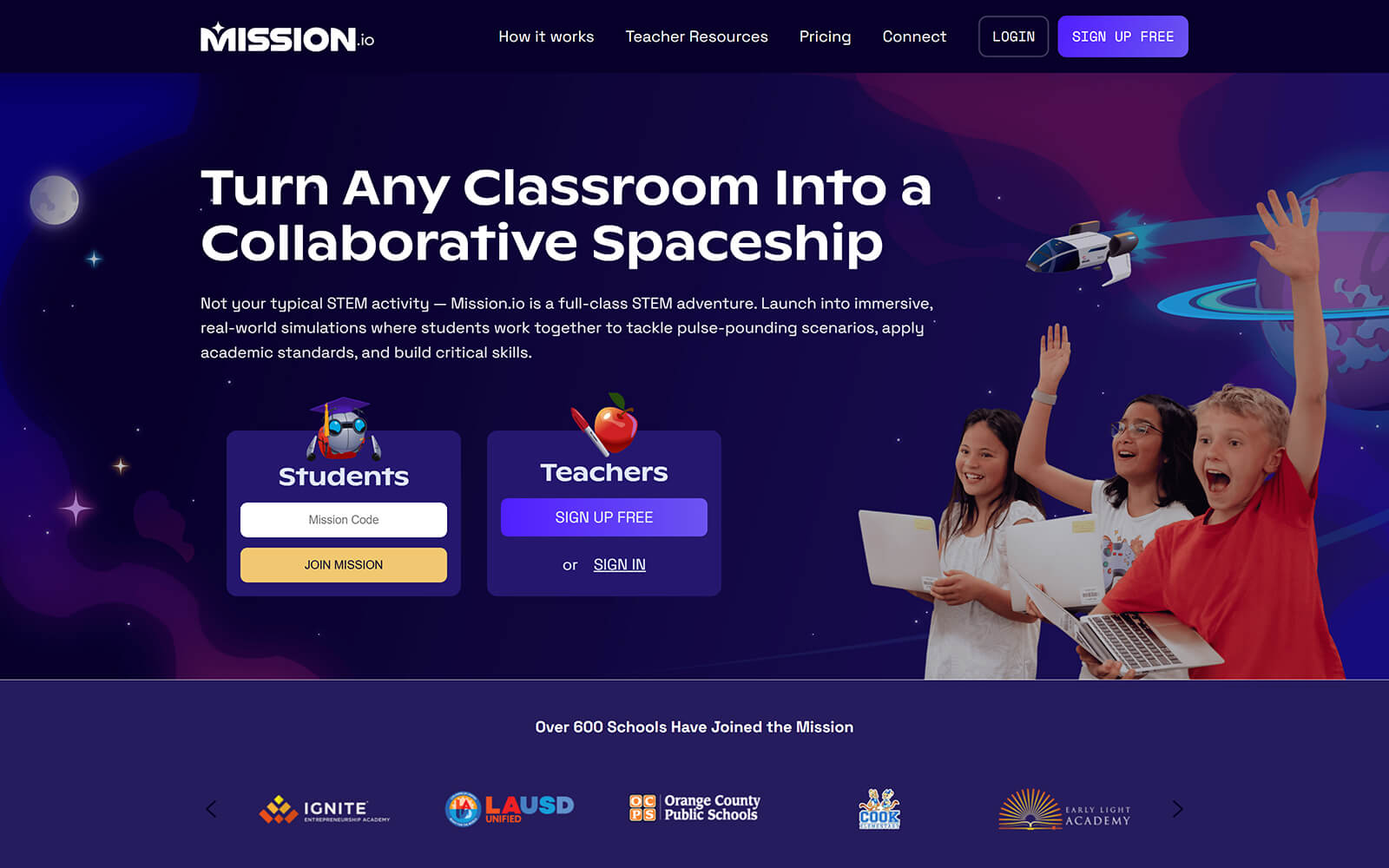 mission.io website built with Act3