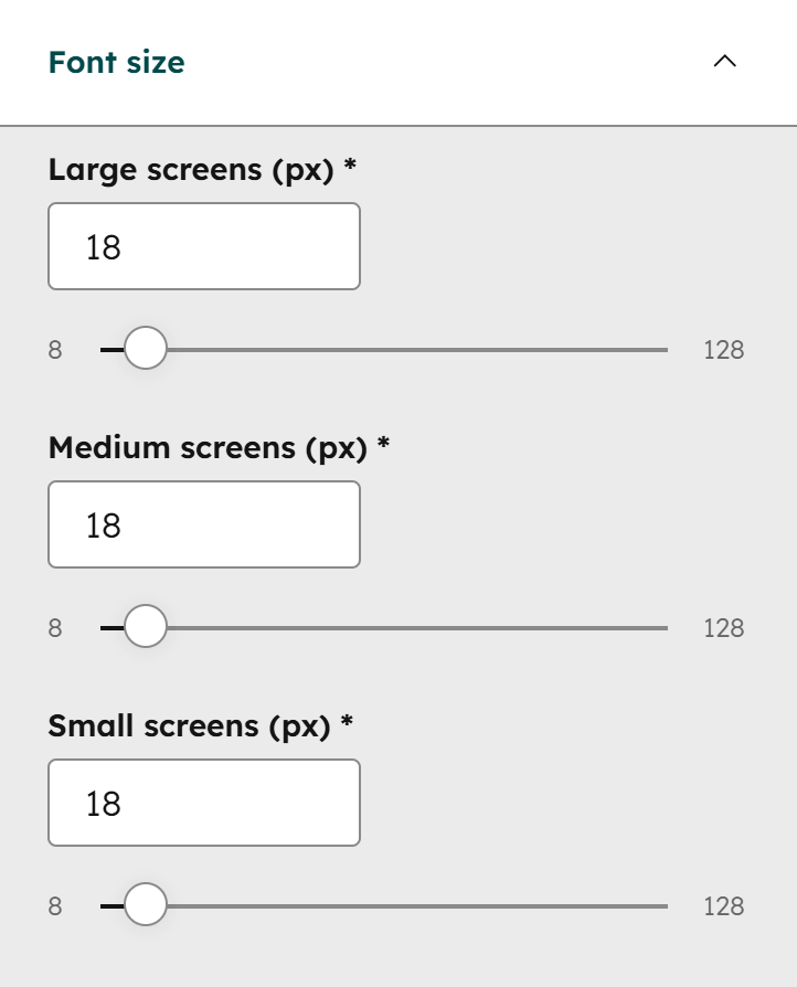 Act3 Theme Settings Typography Text Font Size