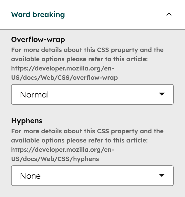 Act3 Theme Settings Typography Word Breaking