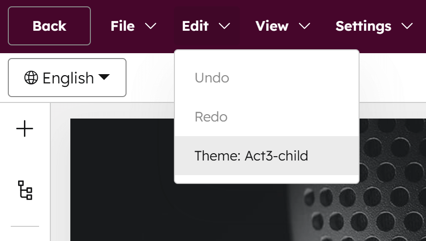 Open Act3 Theme Settings From Page