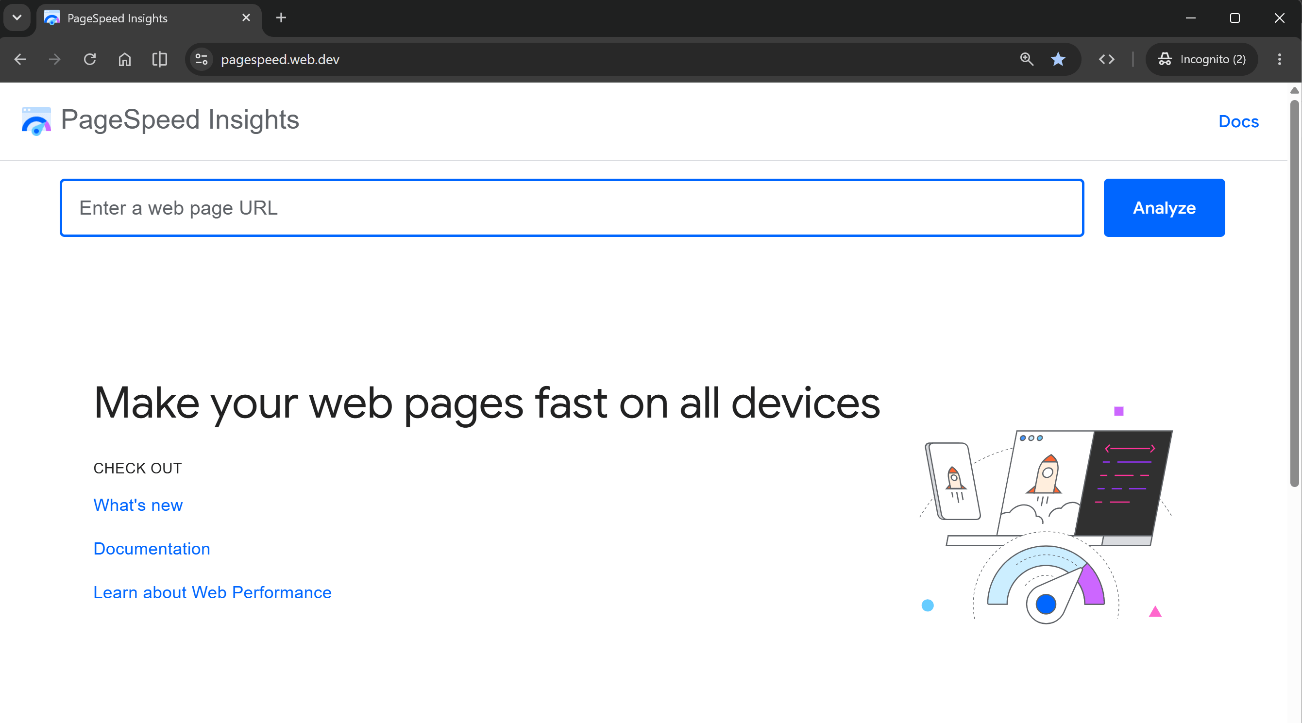 Pagespeed Insights Incognito